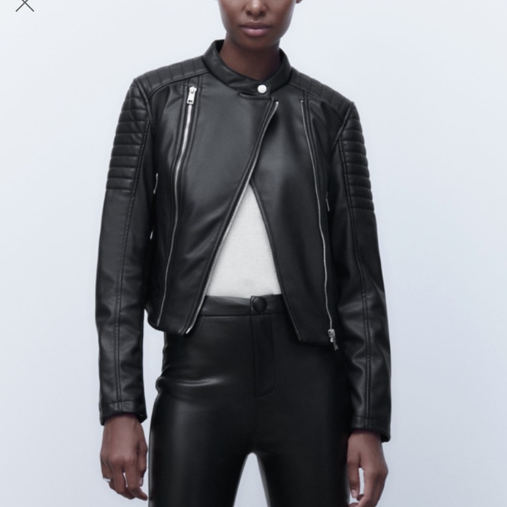 Zara faux leather zippered jacket